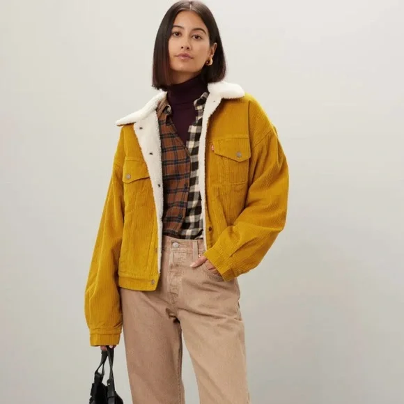 Women's Mustard Sherpa Jacket Levi's Jackets Coats Levis